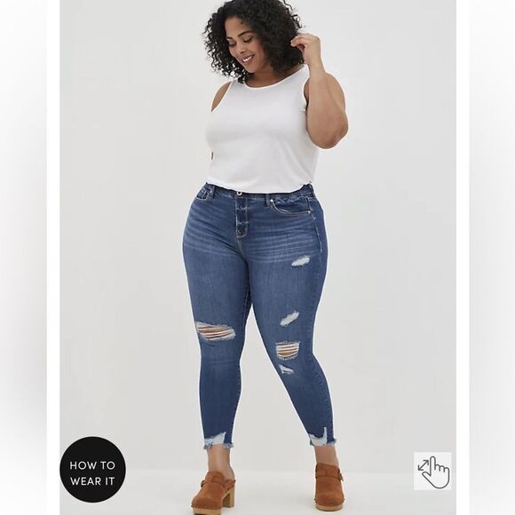 Torrid - Women’s sky high skinny premium stretch high rise jeans - Picture 3 of 11